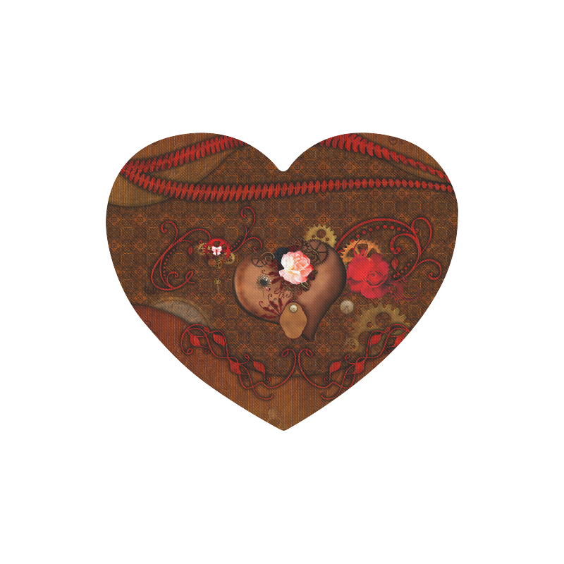 Steampunk heart with roses, valentines Heart-shaped Mousepad