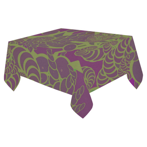 Purple Swirls and Fossils Cotton Linen Tablecloth 52"x 70"