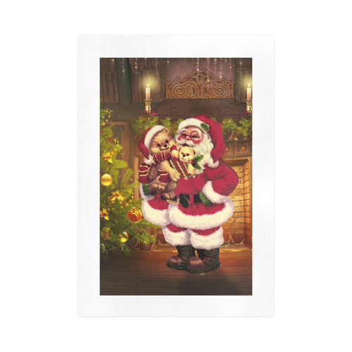 A cute Santa Claus with many christmas gifts Art Print 16‘’x23‘’