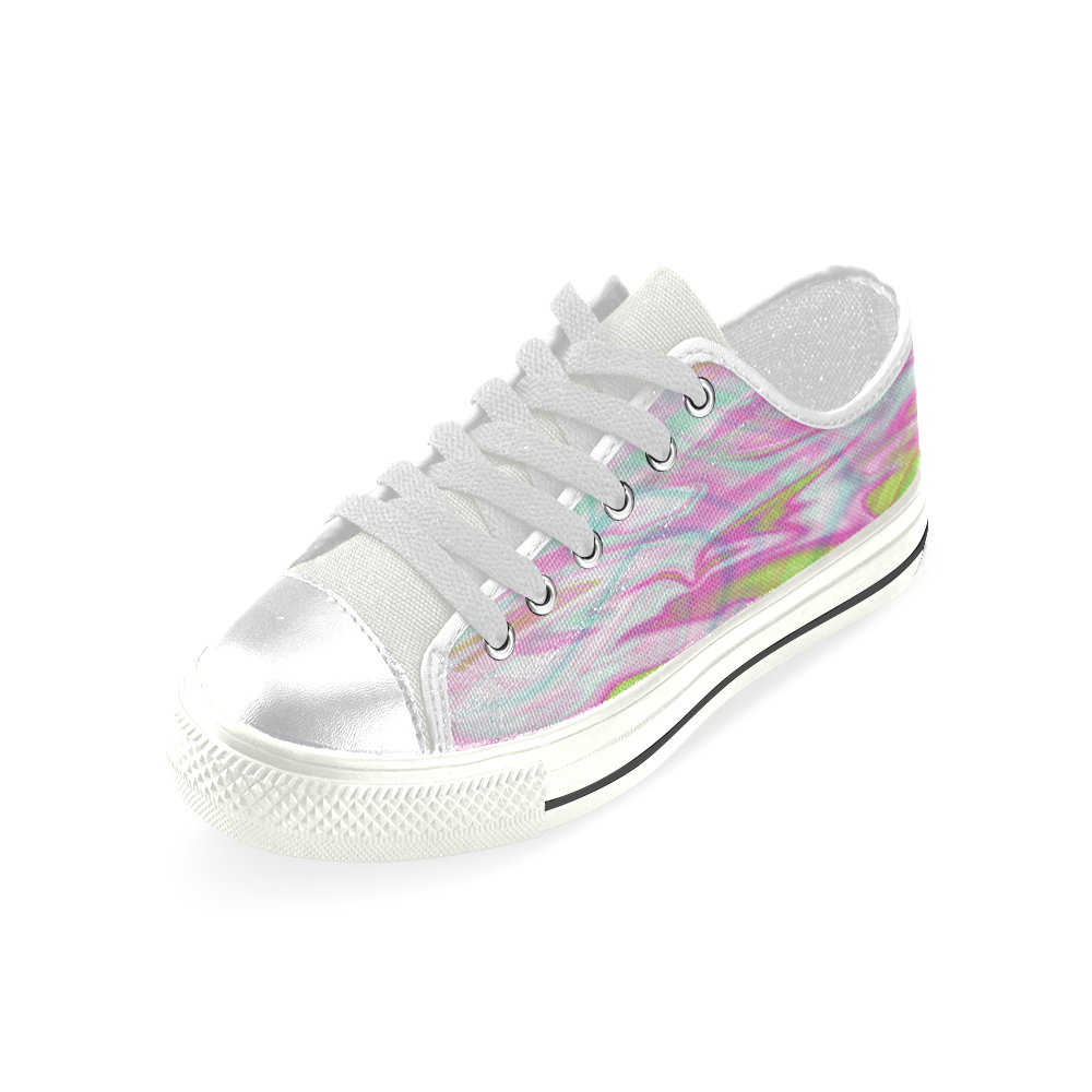 Pastel Iridescent Marble Waves Pattern Canvas Women's Shoes/Large Size (Model 018)