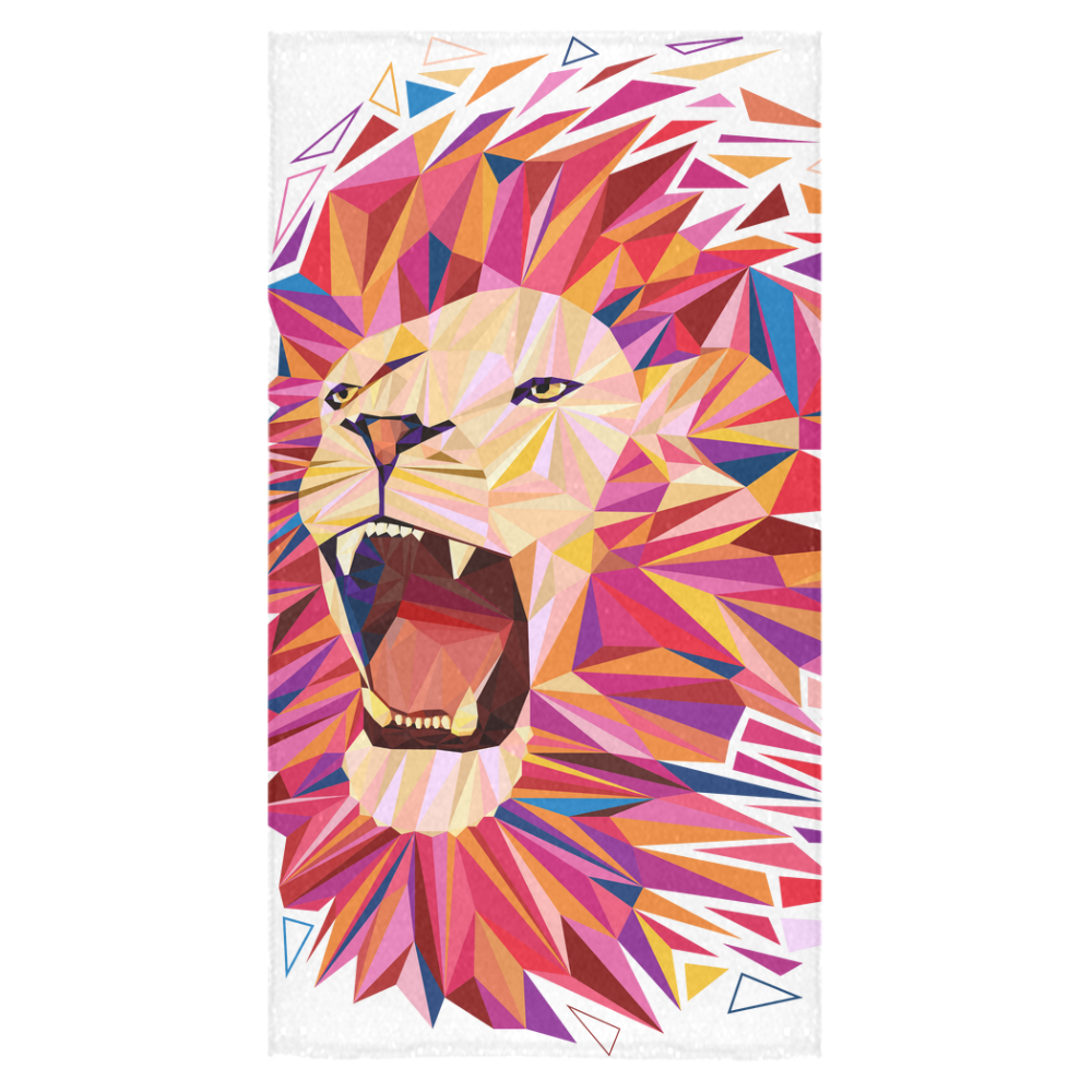 lion roaring polygon triangles Bath Towel 30"x56"