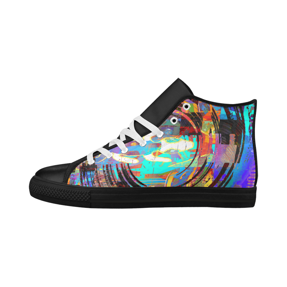 Abstract Art The Way Of Lizard multicolored Aquila High Top Microfiber Leather Women's Shoes/Large Size (Model 032)