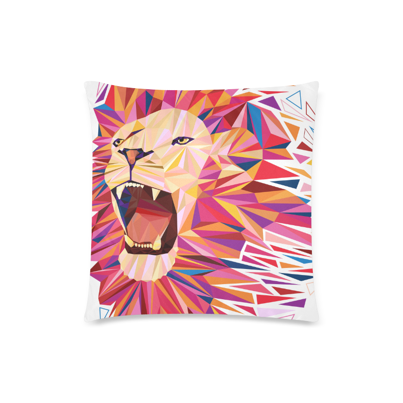 lion roaring polygon triangles Custom Zippered Pillow Case 18"x18" (one side)
