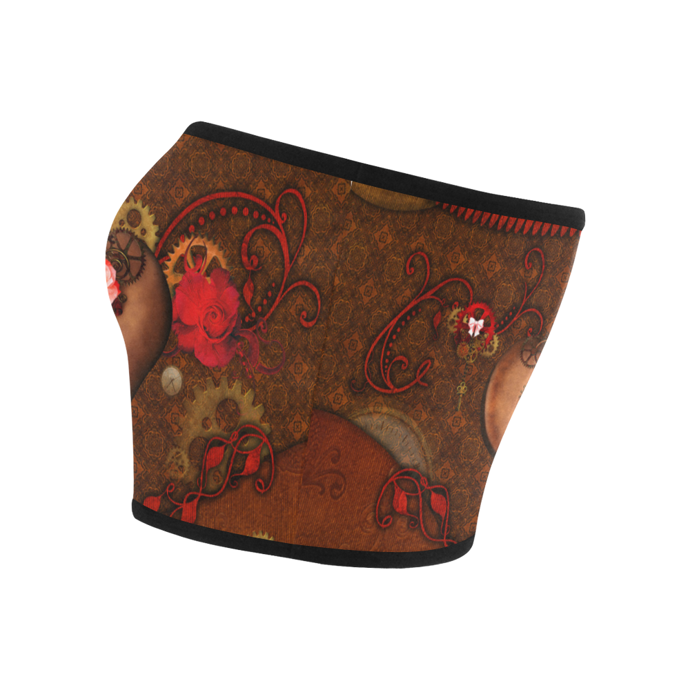 Steampunk heart with roses, valentines Bandeau Top