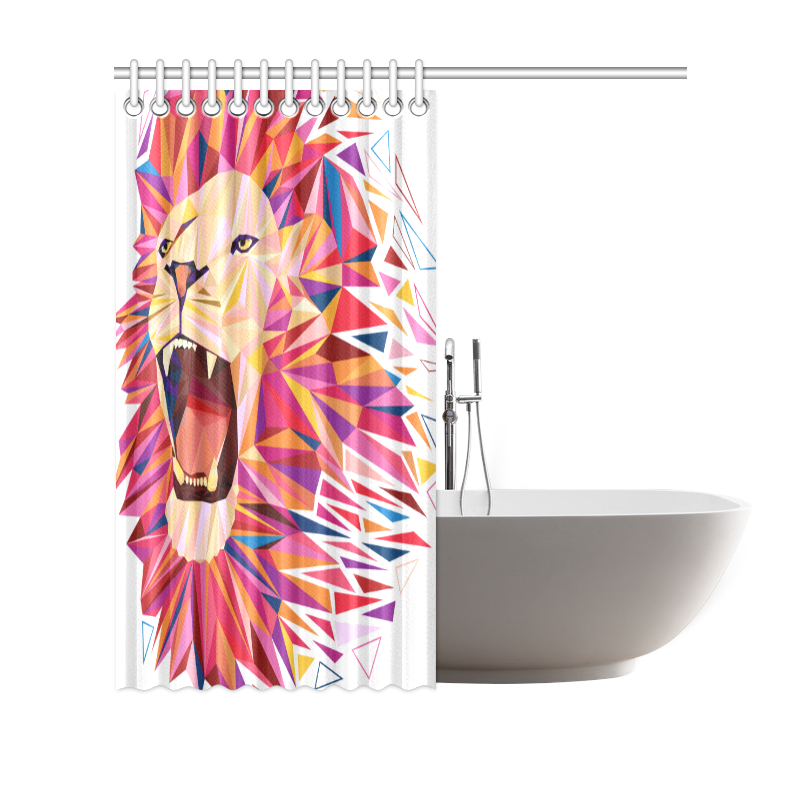 lion roaring polygon triangles Shower Curtain 69"x70"