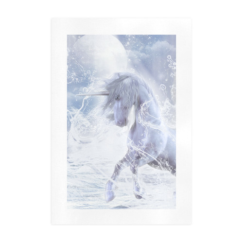 A dreamlike unicorn wades through the water Art Print 19‘’x28‘’