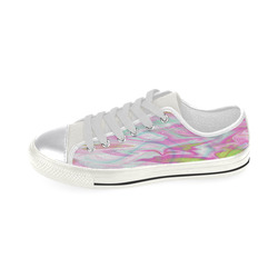 Pastel Iridescent Marble Waves Pattern Canvas Women's Shoes/Large Size (Model 018)