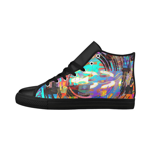 Abstract Art The Way Of Lizard multicolored Aquila High Top Microfiber Leather Men's Shoes/Large Size (Model 032)
