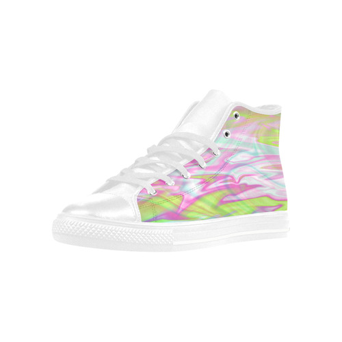 Pastel Iridescent Marble Waves Pattern Aquila High Top Microfiber Leather Men's Shoes (Model 032)