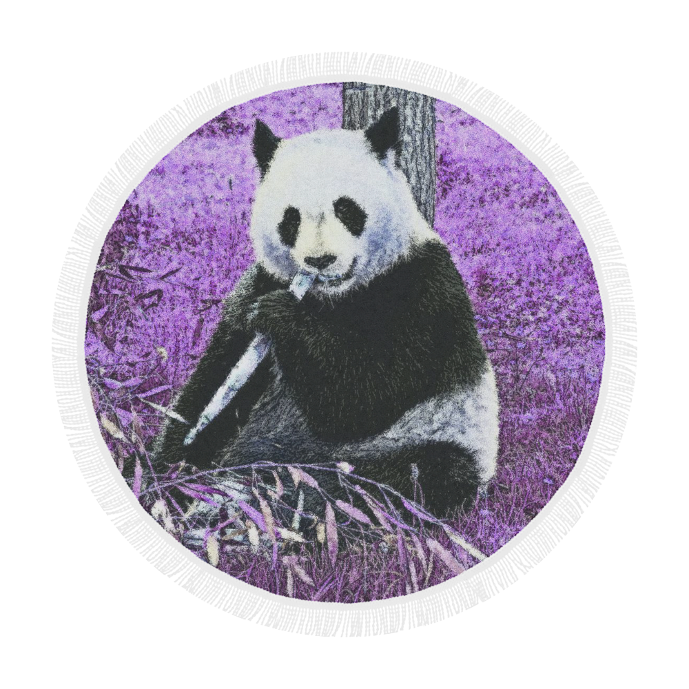 funky lilac panda Circular Beach Shawl 59"x 59"