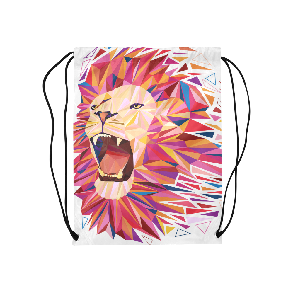 lion roaring polygon triangles Medium Drawstring Bag Model 1604 (Twin Sides) 13.8"(W) * 18.1"(H)