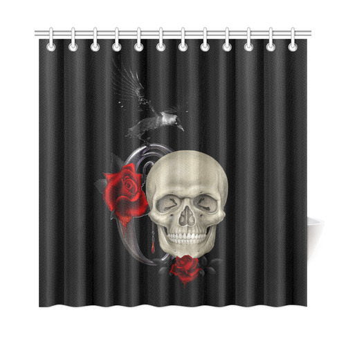 Gothic Skull With Raven And Roses Shower Curtain 72"x72"