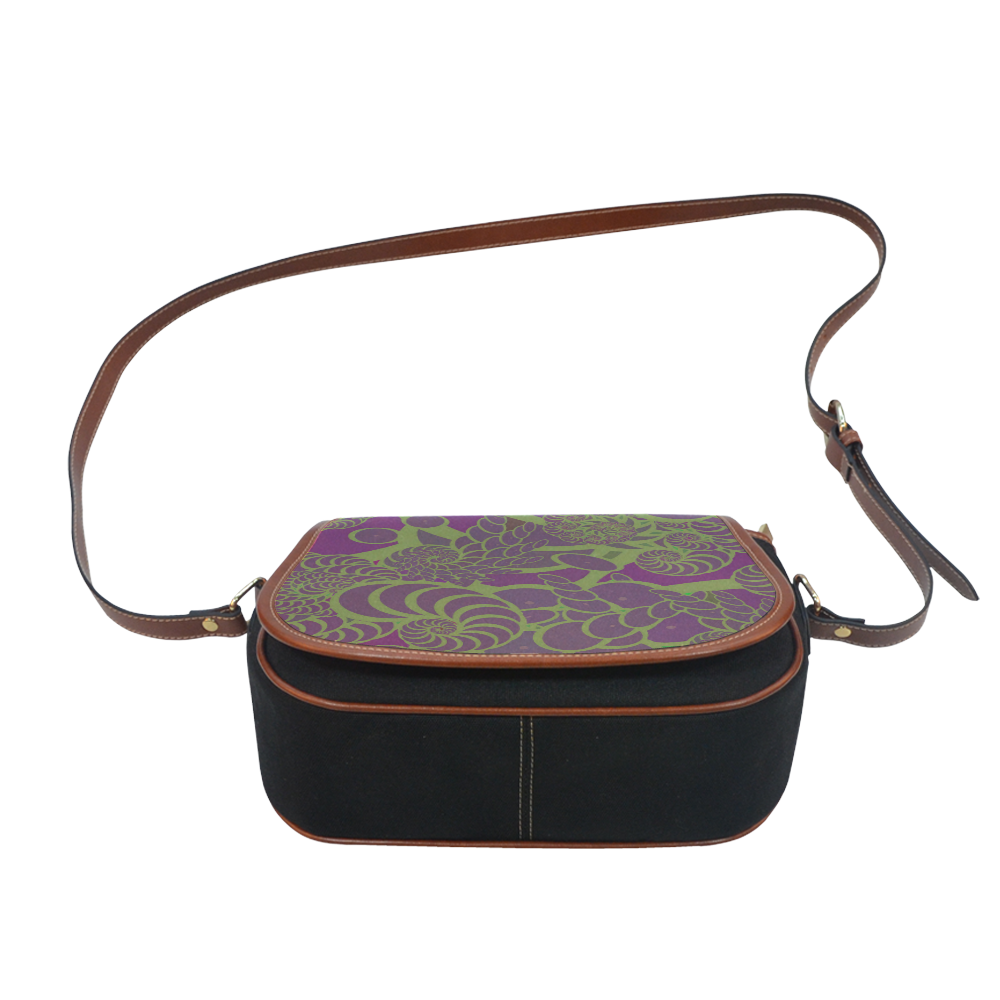 Purple Swirls and Fossils Saddle Bag/Small (Model 1649)(Flap Customization)