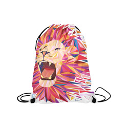 lion roaring polygon triangles Medium Drawstring Bag Model 1604 (Twin Sides) 13.8"(W) * 18.1"(H)