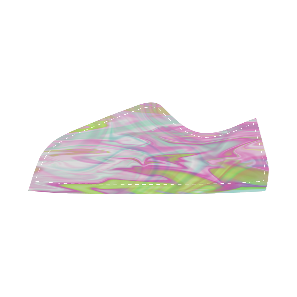 Pastel Iridescent Marble Waves Pattern Canvas Shoes for Women/Large Size (Model 016)