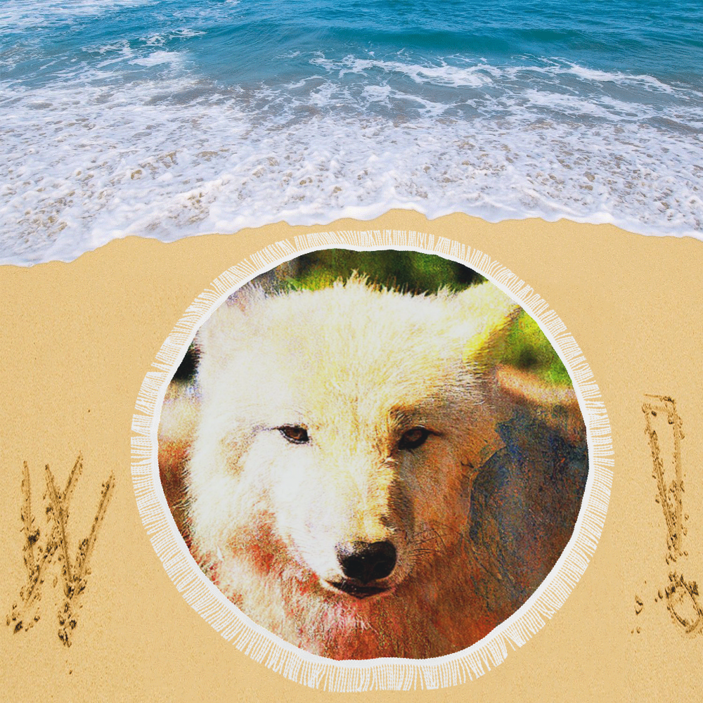 animal ArtStudio 916 Wolf Circular Beach Shawl 59"x 59"