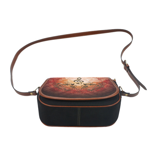 Music, clef on antique design Saddle Bag/Small (Model 1649)(Flap Customization)
