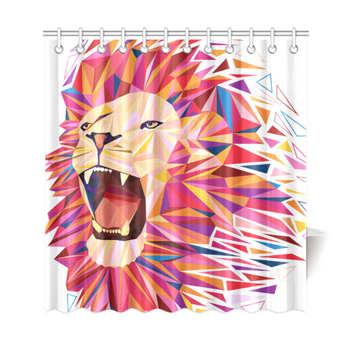 lion roaring polygon triangles Shower Curtain 69"x72"