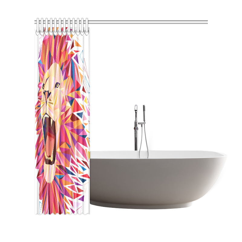 lion roaring polygon triangles Shower Curtain 69"x72"