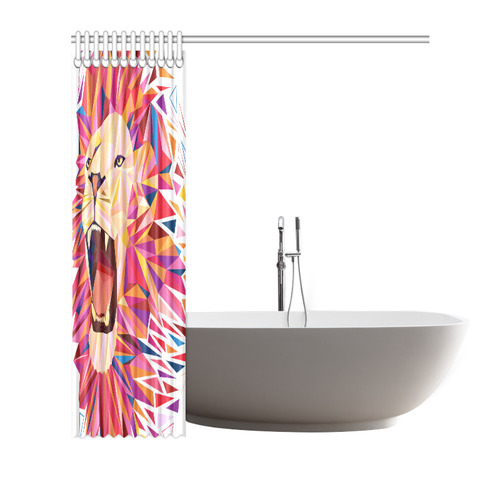 lion roaring polygon triangles Shower Curtain 66"x72"