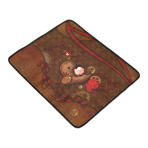 Steampunk heart with roses, valentines Beach Mat 78"x 60"