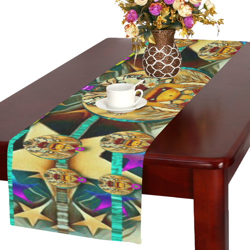 lady with bat and hat Table Runner 16x72 inch