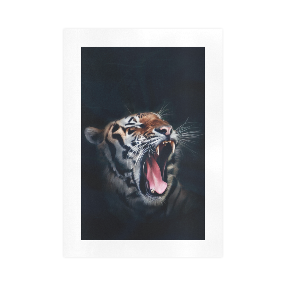 A painted glorious roaring Tiger Portrait Art Print 16‘’x23‘’