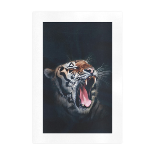 A painted glorious roaring Tiger Portrait Art Print 19‘’x28‘’