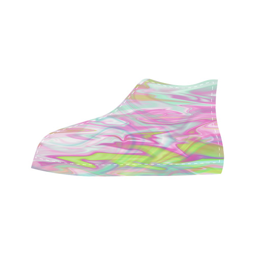 Pastel Iridescent Marble Waves Pattern Aquila High Top Microfiber Leather Women's Shoes (Model 032)