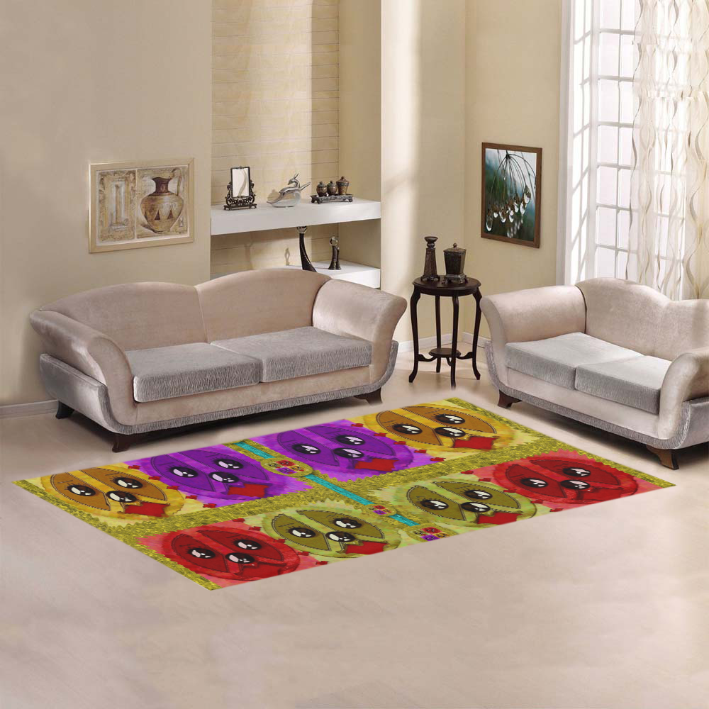 peace dogs Area Rug 7'x3'3''