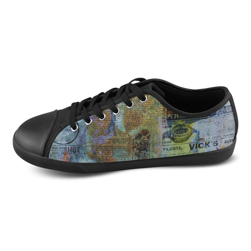 Old Newspaper Colorful Painting Splashes Canvas Shoes for Women/Large Size (Model 016)