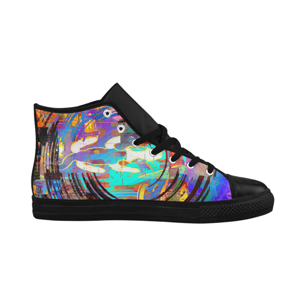 Abstract Art The Way Of Lizard multicolored Aquila High Top Microfiber Leather Men's Shoes/Large Size (Model 032)
