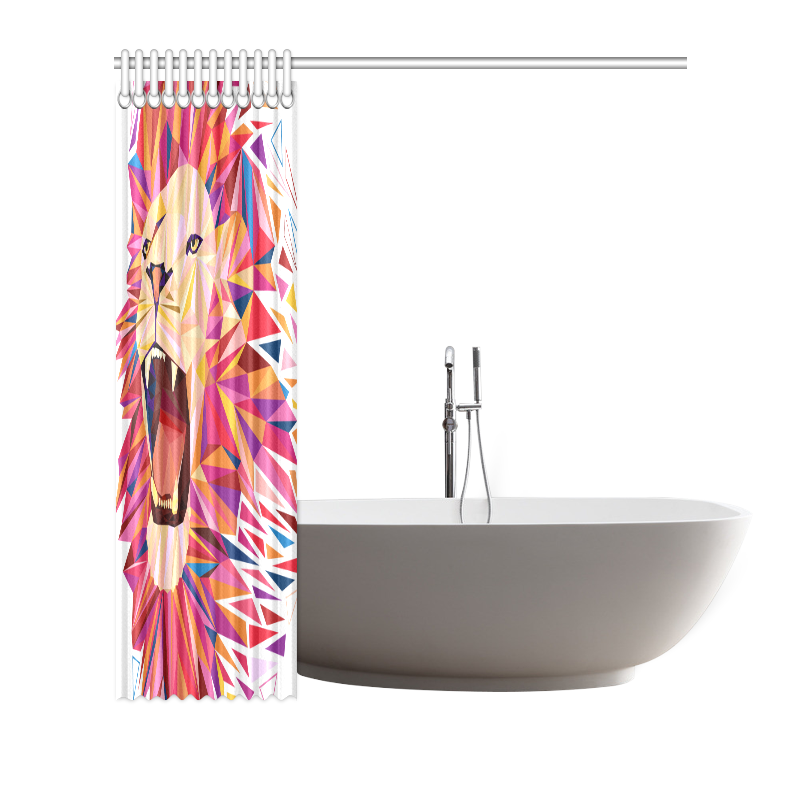 lion roaring polygon triangles Shower Curtain 72"x72"