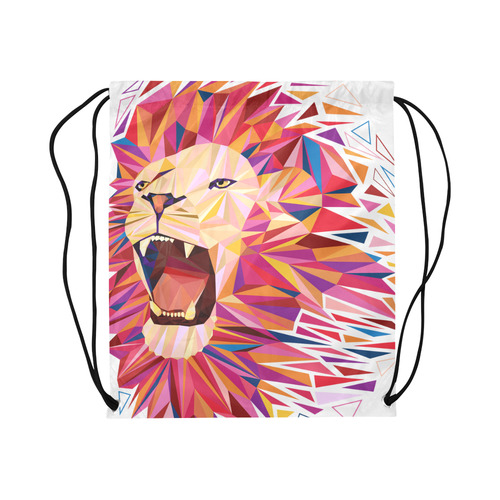 lion roaring polygon triangles Large Drawstring Bag Model 1604 (Twin Sides)  16.5"(W) * 19.3"(H)