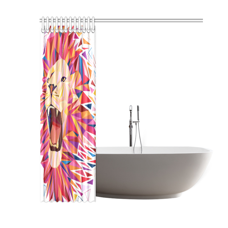 lion roaring polygon triangles Shower Curtain 60"x72"