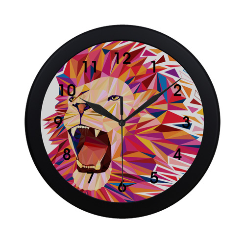 lion roaring polygon triangles Circular Plastic Wall clock