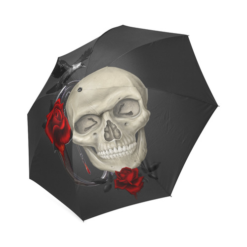 Gothic Skull With Raven And Roses Foldable Umbrella (Model U01)