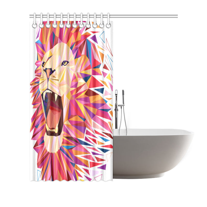 lion roaring polygon triangles Shower Curtain 72"x72"