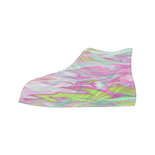 Pastel Iridescent Marble Waves Pattern High Top Canvas Women's Shoes/Large Size (Model 017)