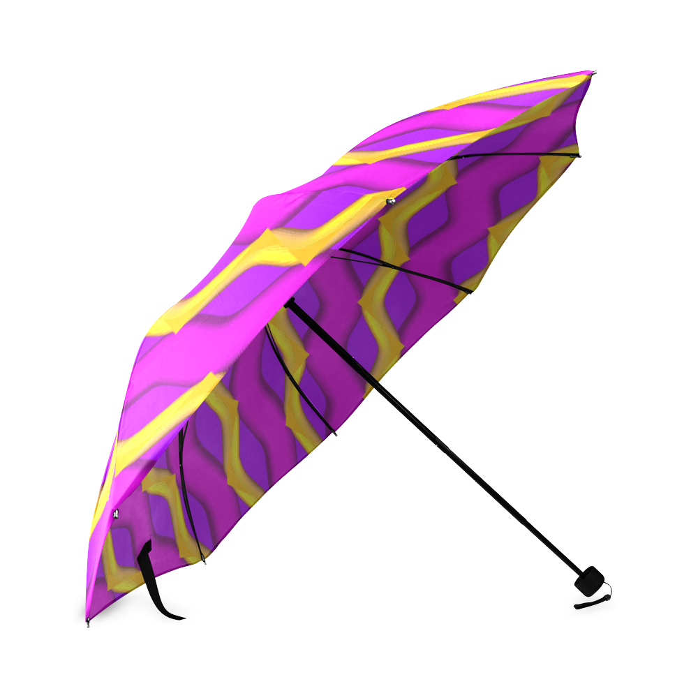 Gold Lila Zik Zak by AsriTara Foldable Umbrella (Model U01)
