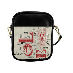 Love Red Black Valentine Grunge Background Sling Bag (Model 1627)