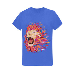 lion roaring polygon triangles Women's T-Shirt in USA Size (Two Sides Printing)