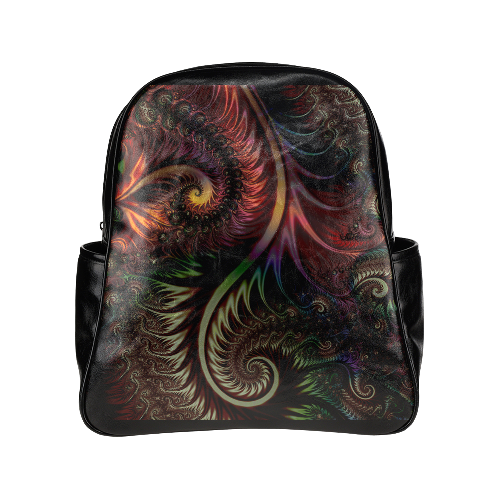 fractal pattern with dots and waves 3 Multi-Pockets Backpack (Model 1636)
