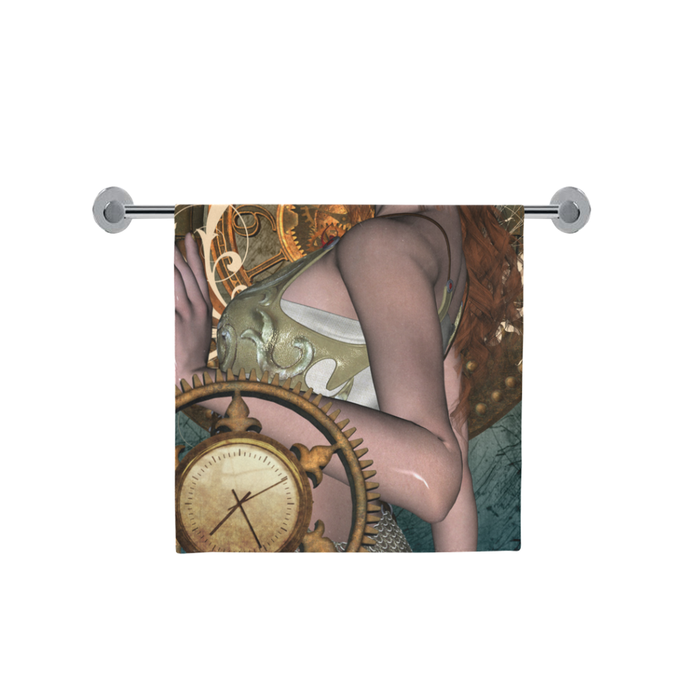 The steampunk lady with awesome eyes, clocks Bath Towel 30"x56"