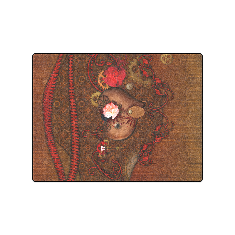 Steampunk heart with roses, valentines Blanket 50"x60"
