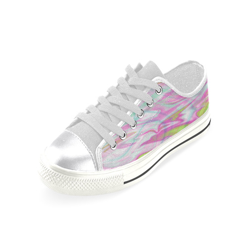 Pastel Iridescent Marble Waves Pattern Women's Classic Canvas Shoes (Model 018)