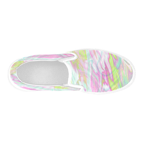 Pastel Iridescent Marble Waves Pattern Men's Slip-on Canvas Shoes (Model 019)