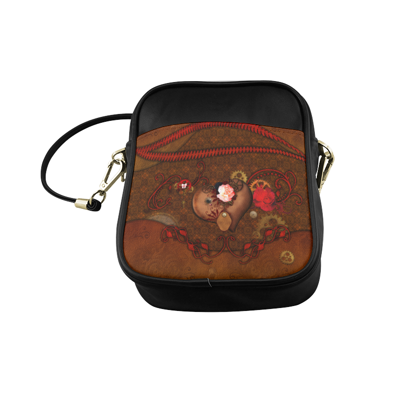 Steampunk heart with roses, valentines Sling Bag (Model 1627)