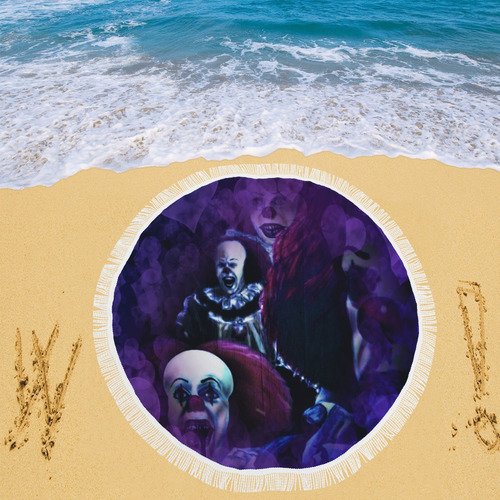 demon clowning around Circular Beach Shawl 59"x 59"