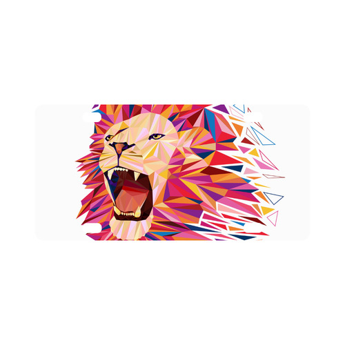 lion roaring polygon triangles Classic License Plate